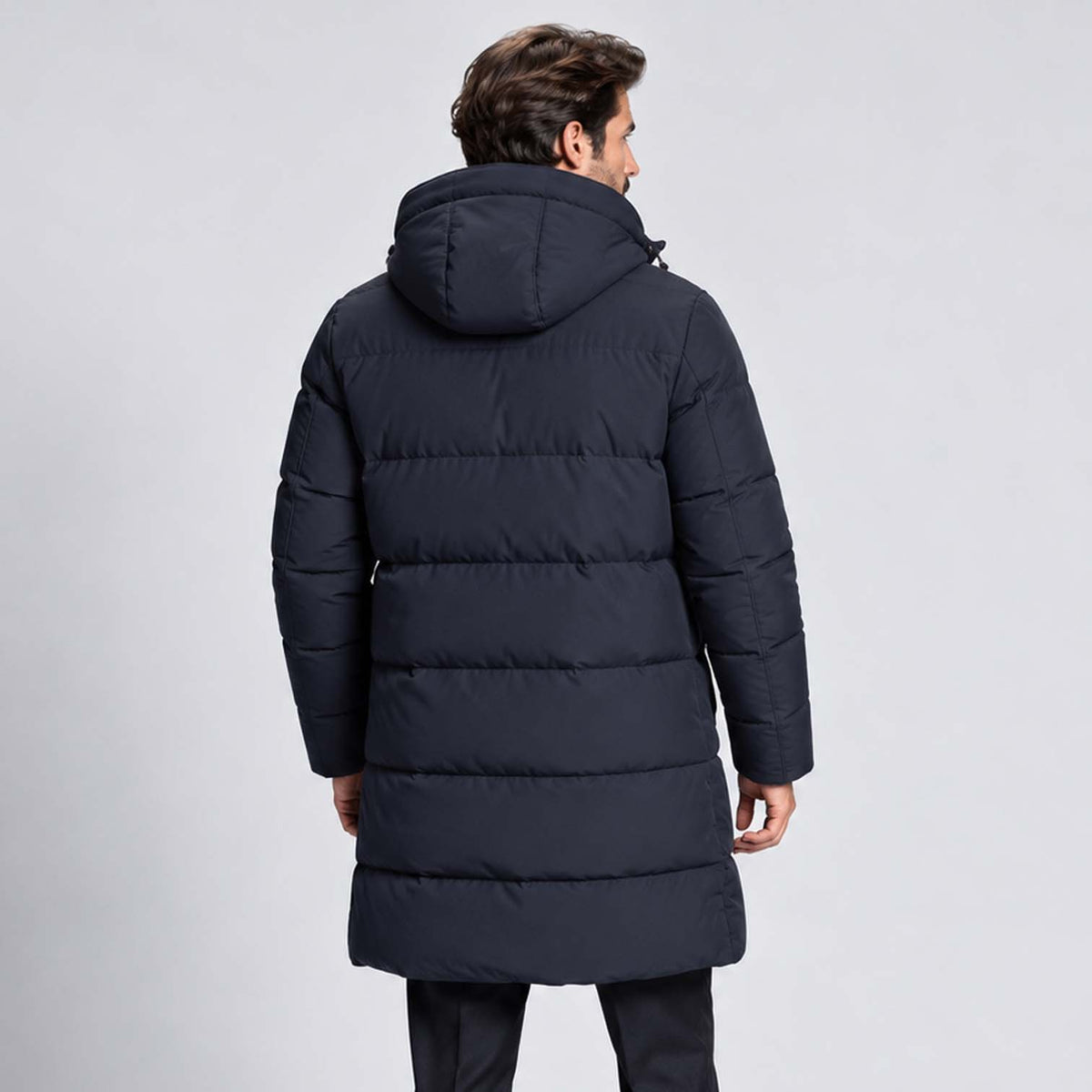 Monvaline | Men's Hooded Puffer Jacket Long Padded Winter Parka Coat