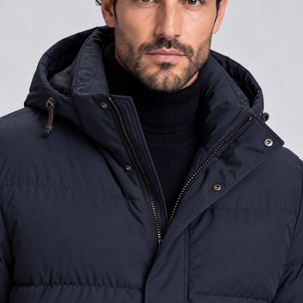 Monvaline | Men's Hooded Puffer Jacket Long Padded Winter Parka Coat