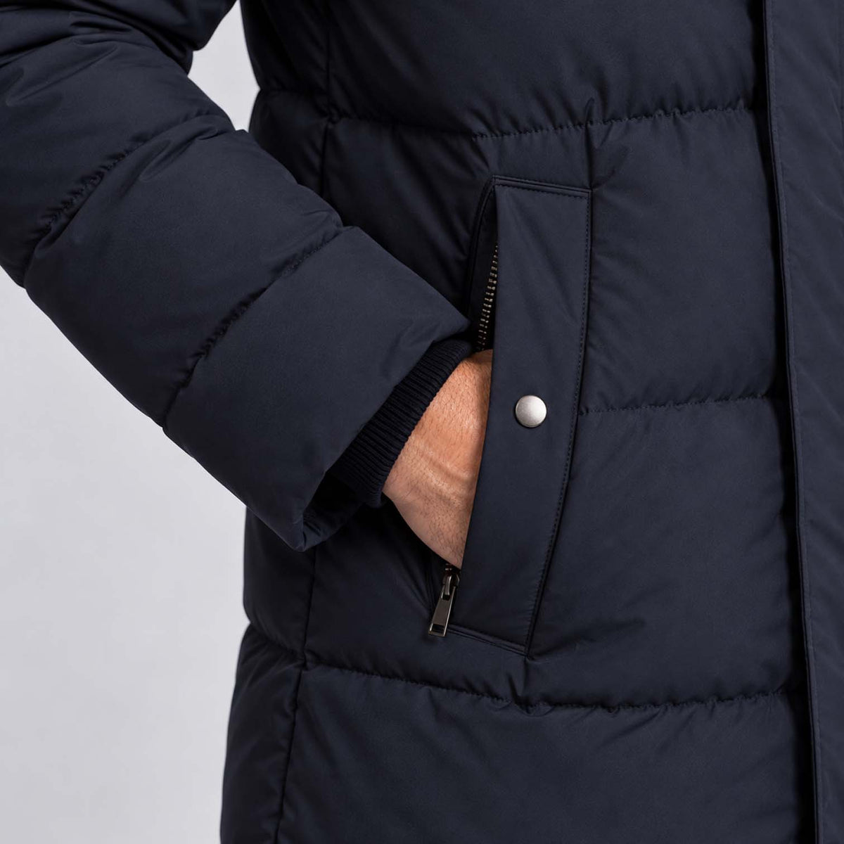 Monvaline | Men's Hooded Puffer Jacket Long Padded Winter Parka Coat