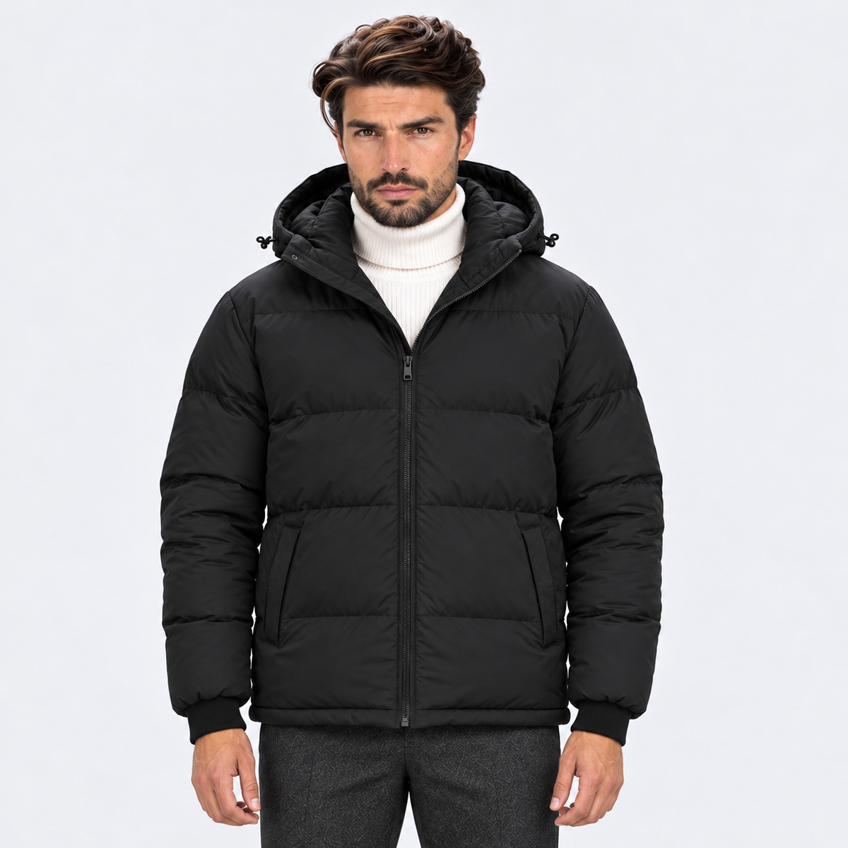 Monvaline | Men's Hooded Puffer Jacket Padded Winter Coat
