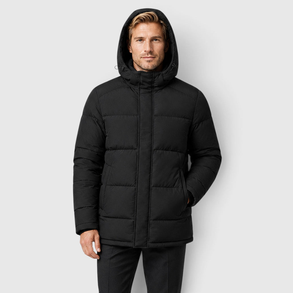 Monvaline | Men's Hooded Puffer Jacket – Padded Winter Coat