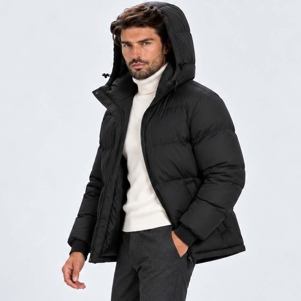 Monvaline | Men's Hooded Puffer Jacket Padded Winter Coat