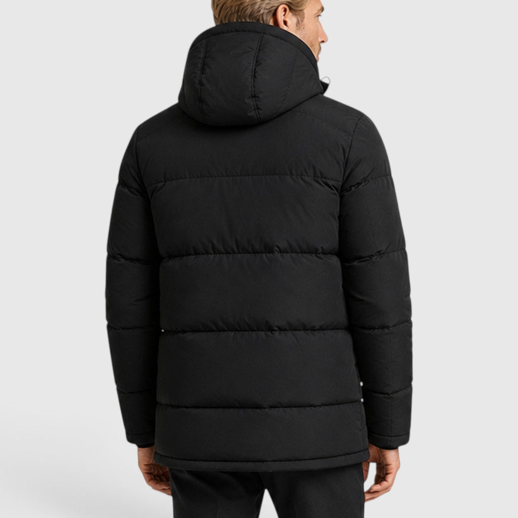 Monvaline | Men's Hooded Puffer Jacket – Padded Winter Coat