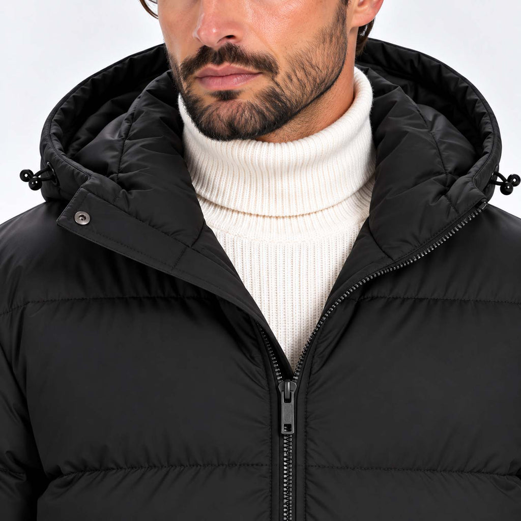 Monvaline | Men's Hooded Puffer Jacket Padded Winter Coat