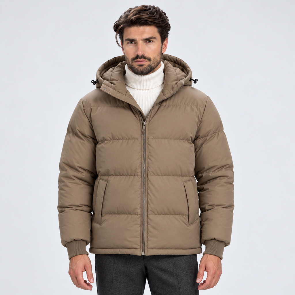 Monvaline | Men's Hooded Puffer Jacket Padded Winter Coat