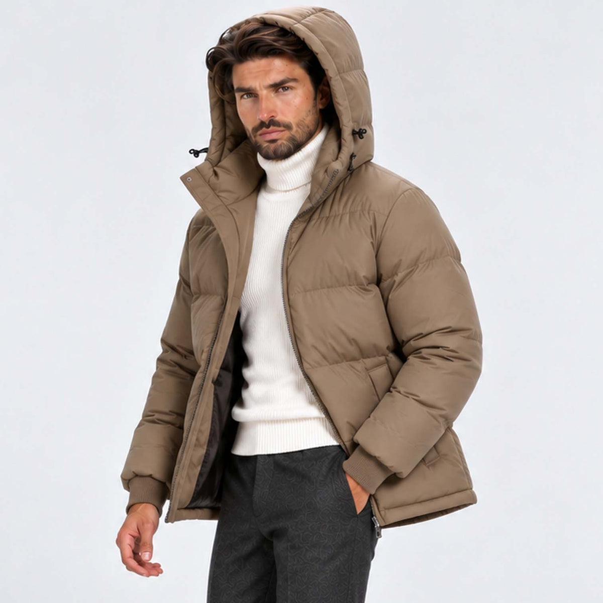 Monvaline | Men's Hooded Puffer Jacket Padded Winter Coat