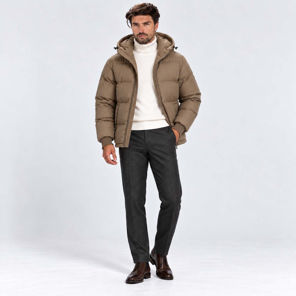 Monvaline | Men's Hooded Puffer Jacket Padded Winter Coat