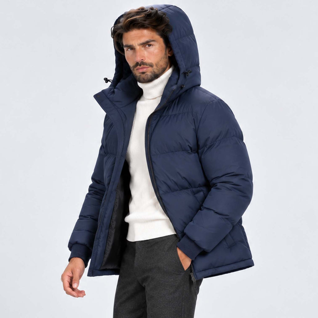 Monvaline | Men's Hooded Puffer Jacket Padded Winter Coat