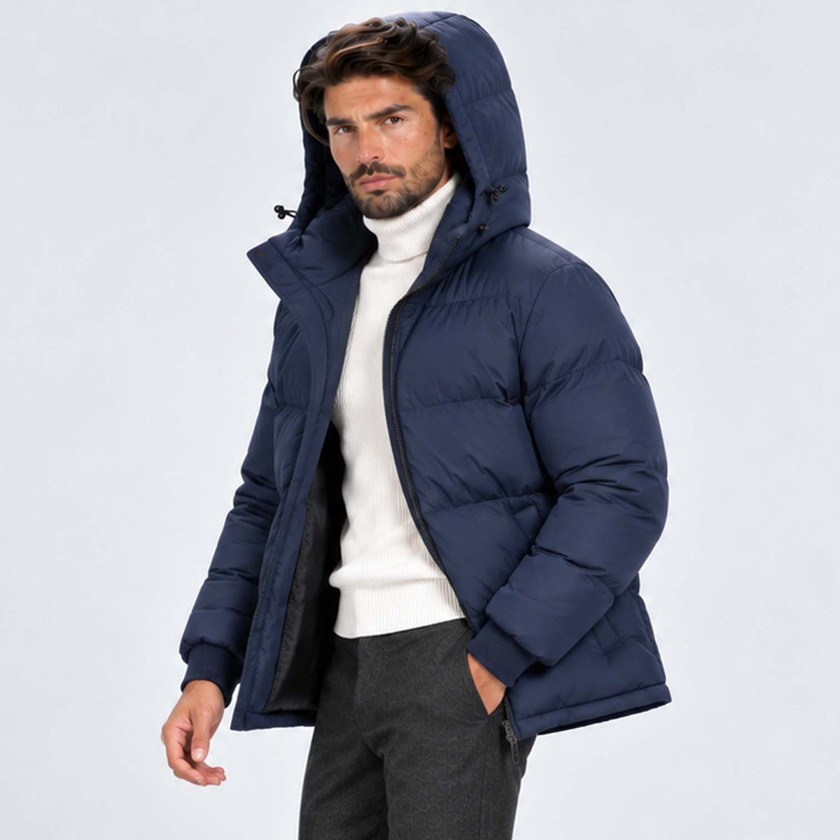 Monvaline | Men's Hooded Puffer Jacket Padded Winter Coat