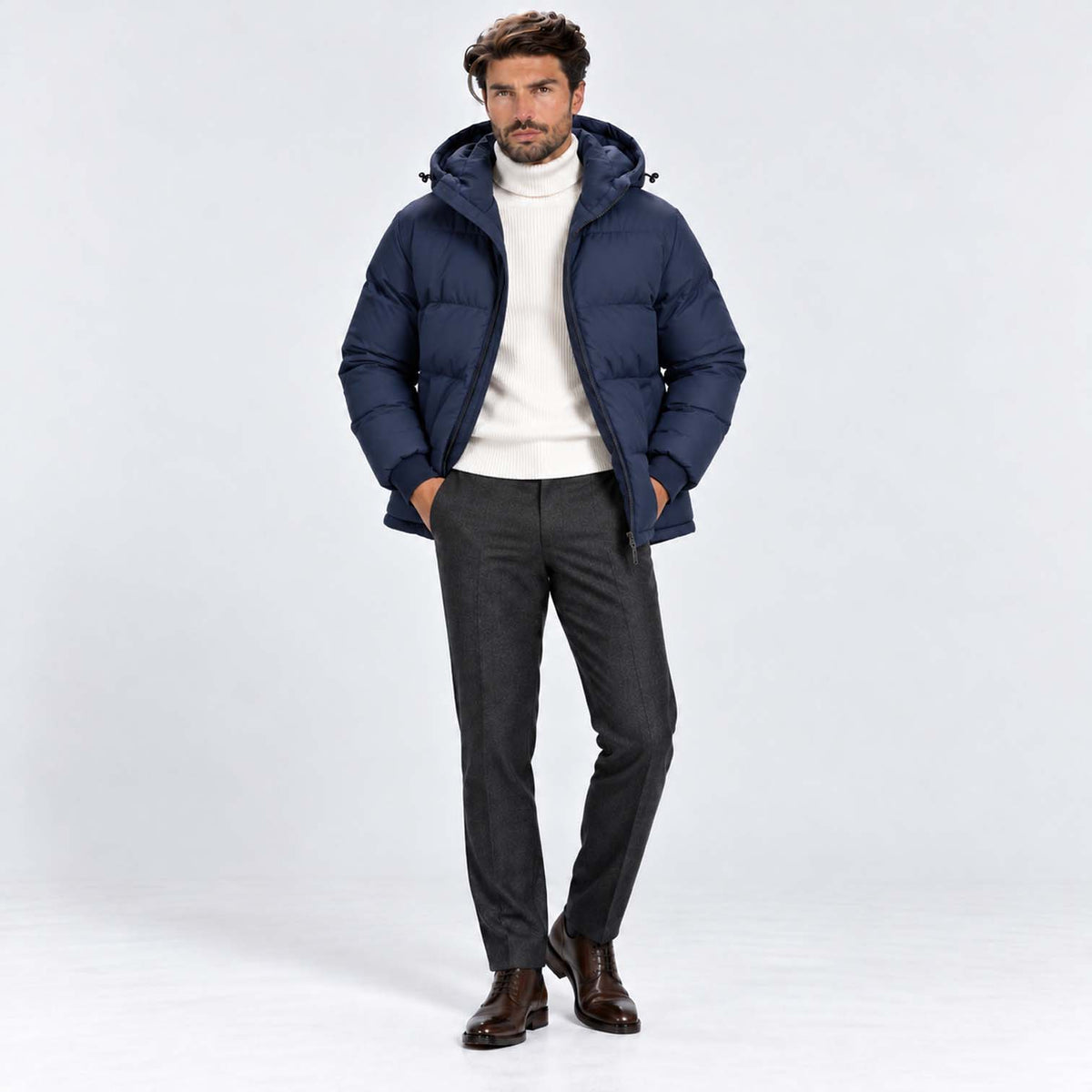 Monvaline | Men's Hooded Puffer Jacket Padded Winter Coat