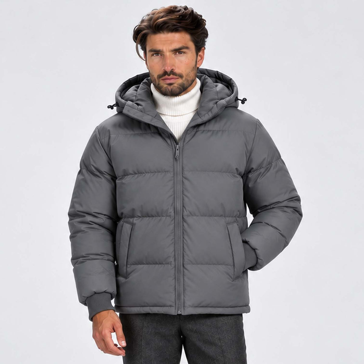 Monvaline | Men's Hooded Puffer Jacket Padded Winter Coat