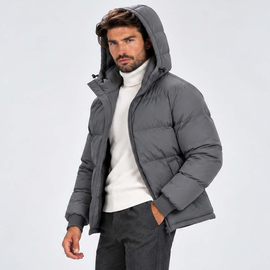 Monvaline | Men's Hooded Puffer Jacket Padded Winter Coat