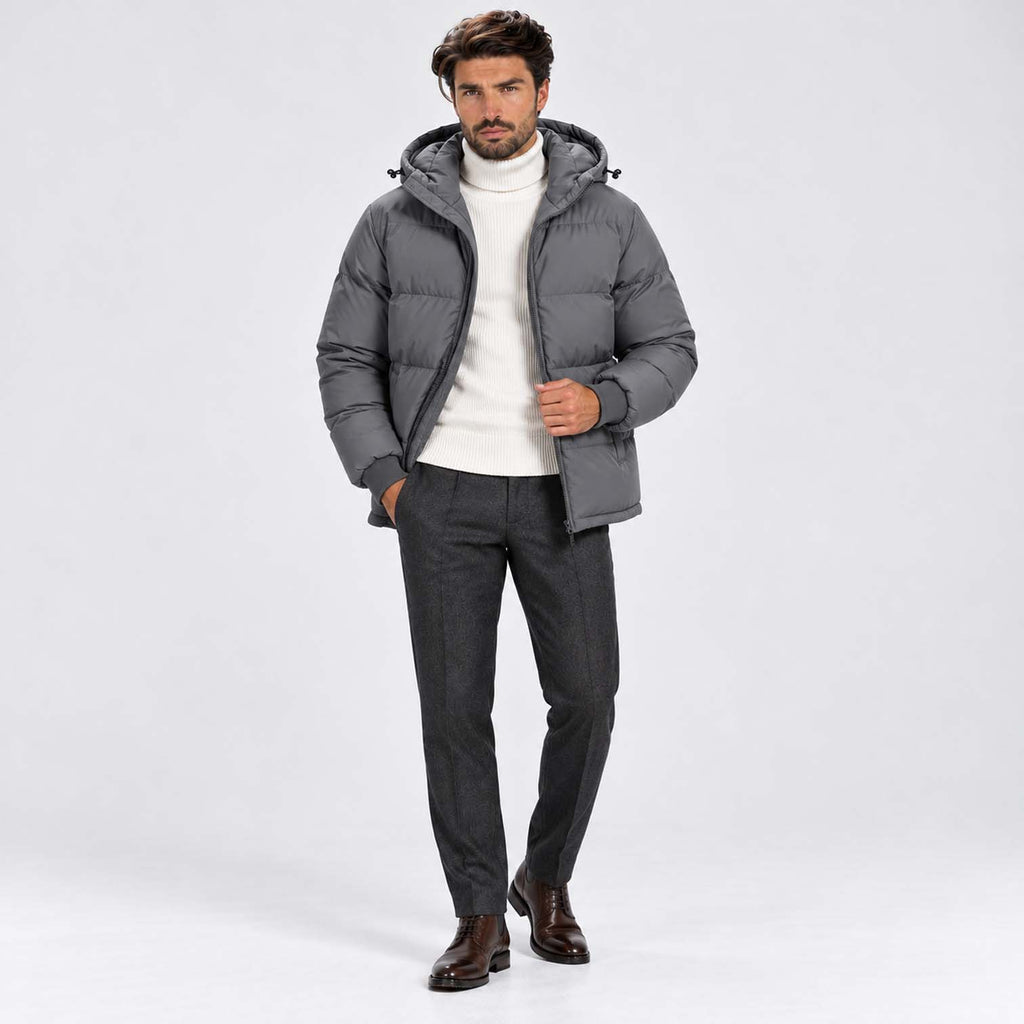 Monvaline | Men's Hooded Puffer Jacket Padded Winter Coat