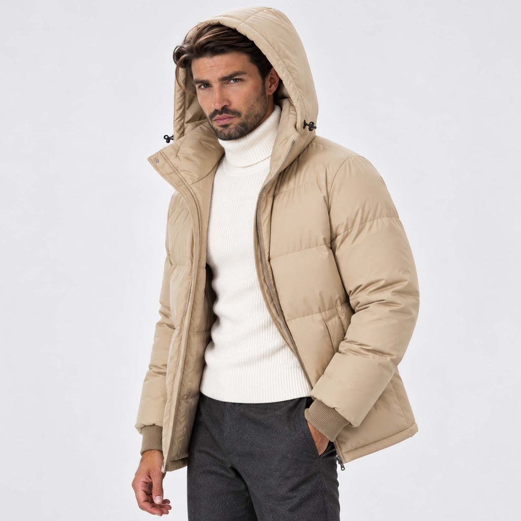 Monvaline | Men's Hooded Puffer Jacket Padded Winter Coat