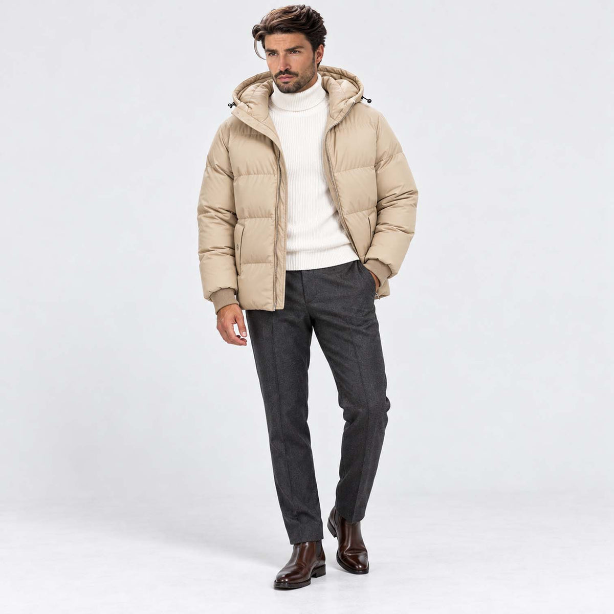 Monvaline | Men's Hooded Puffer Jacket Padded Winter Coat