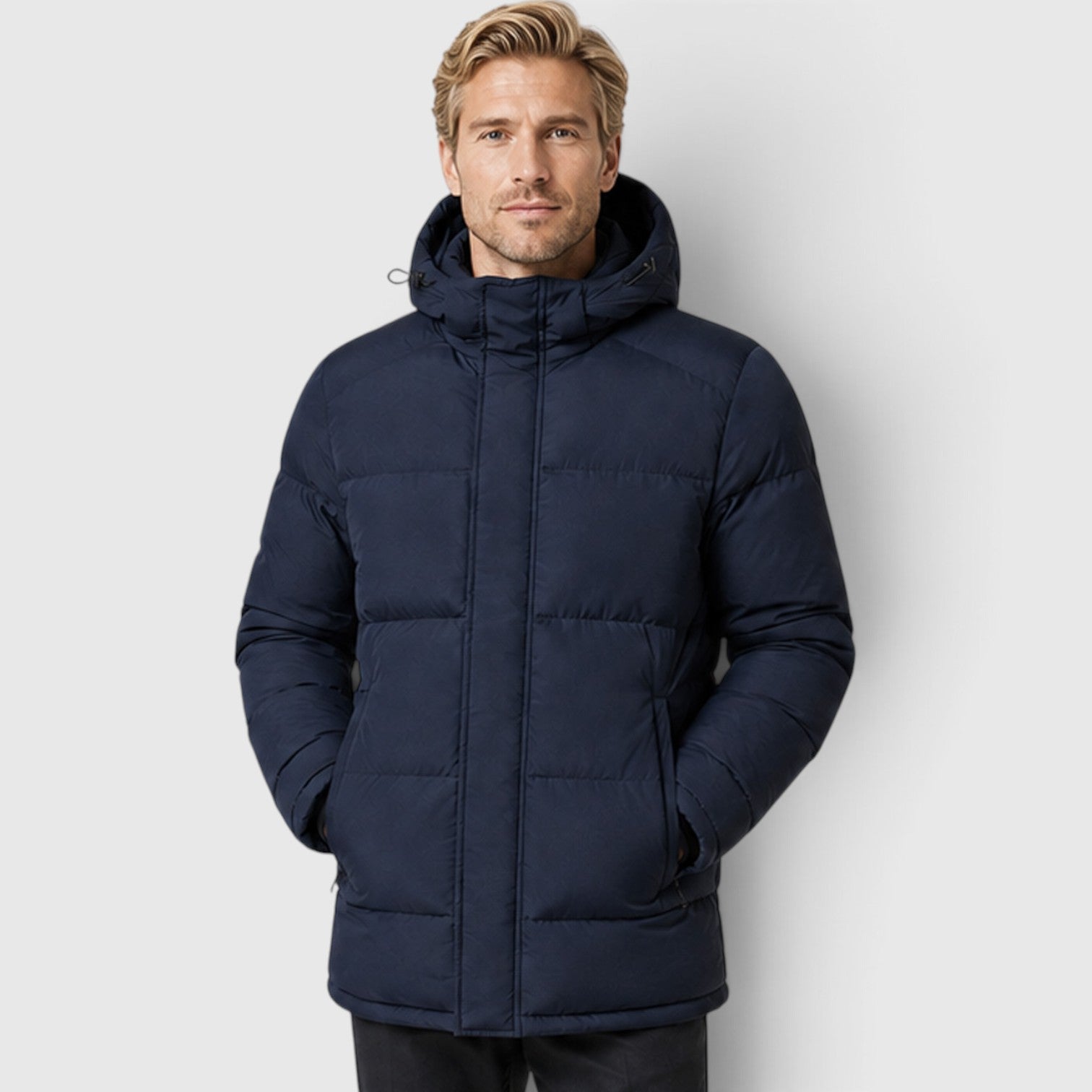 Monvaline | Men's Hooded Puffer Jacket – Padded Winter Coat