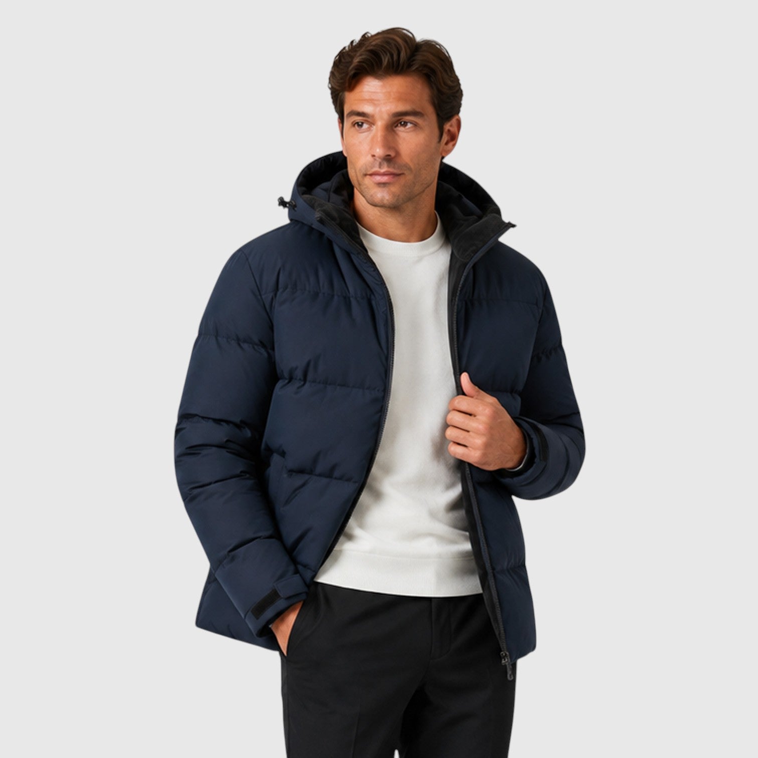 Monvaline | Men's Hooded Puffer Jacket – Thick Quilted Winter Coat