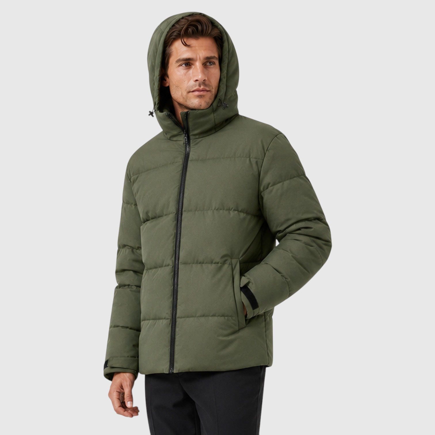 Monvaline | Men's Hooded Puffer Jacket – Thick Quilted Winter Coat