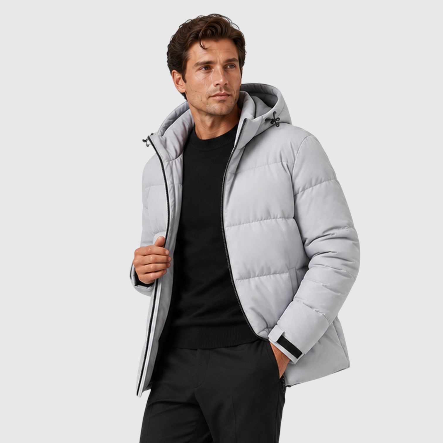 Monvaline | Men's Hooded Puffer Jacket – Thick Quilted Winter Coat