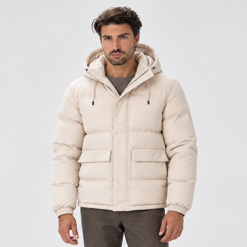 Monvaline | Men's Hooded Puffer Jacket – Warm Padded Winter Coat