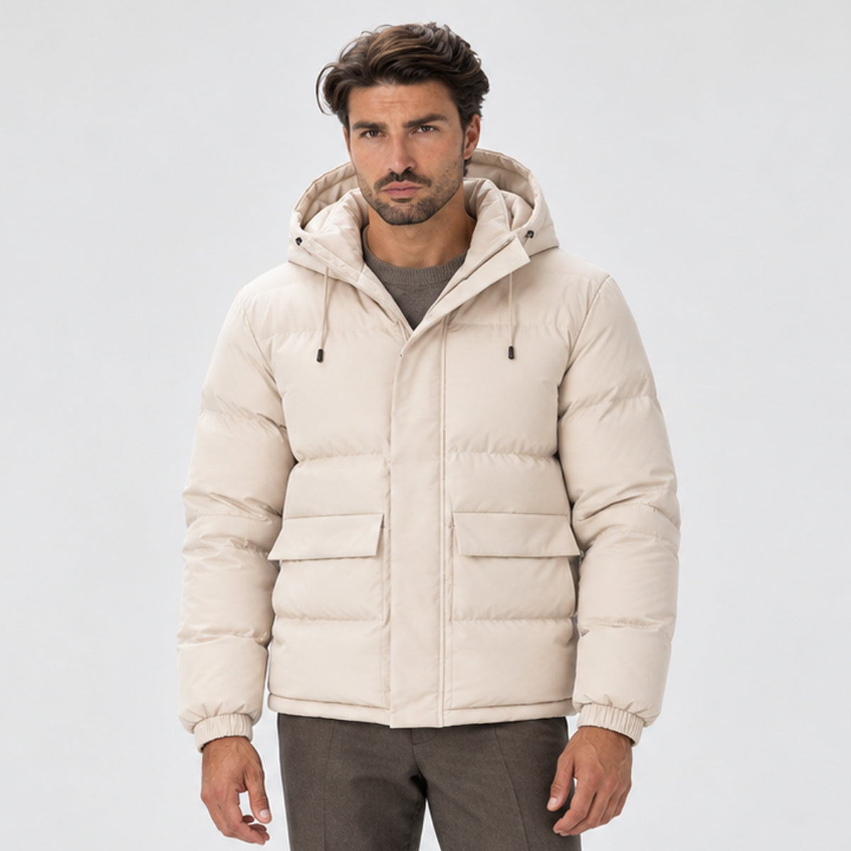 Monvaline | Men's Hooded Puffer Jacket – Warm Padded Winter Coat