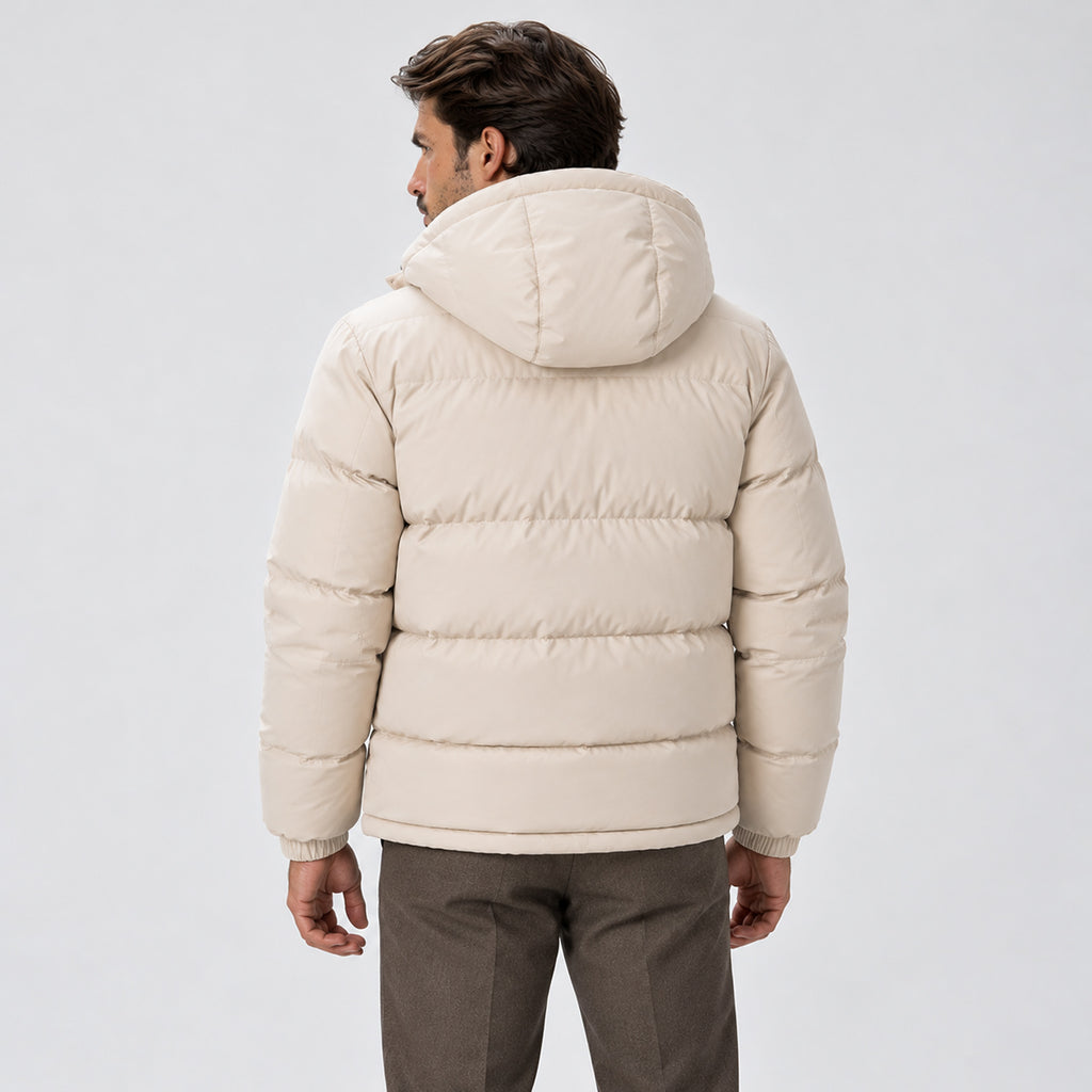 Monvaline | Men's Hooded Puffer Jacket – Warm Padded Winter Coat