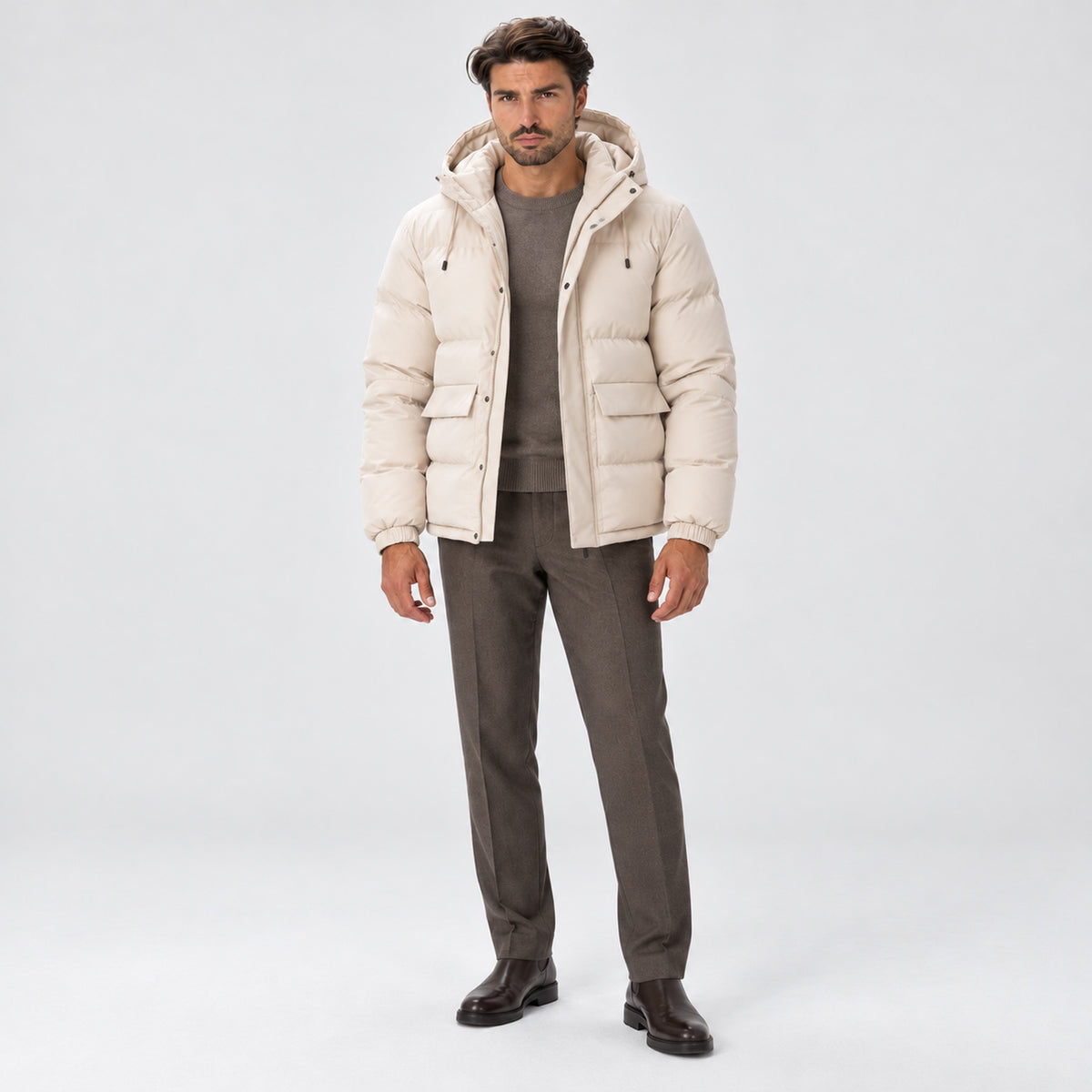 Monvaline | Men's Hooded Puffer Jacket – Warm Padded Winter Coat