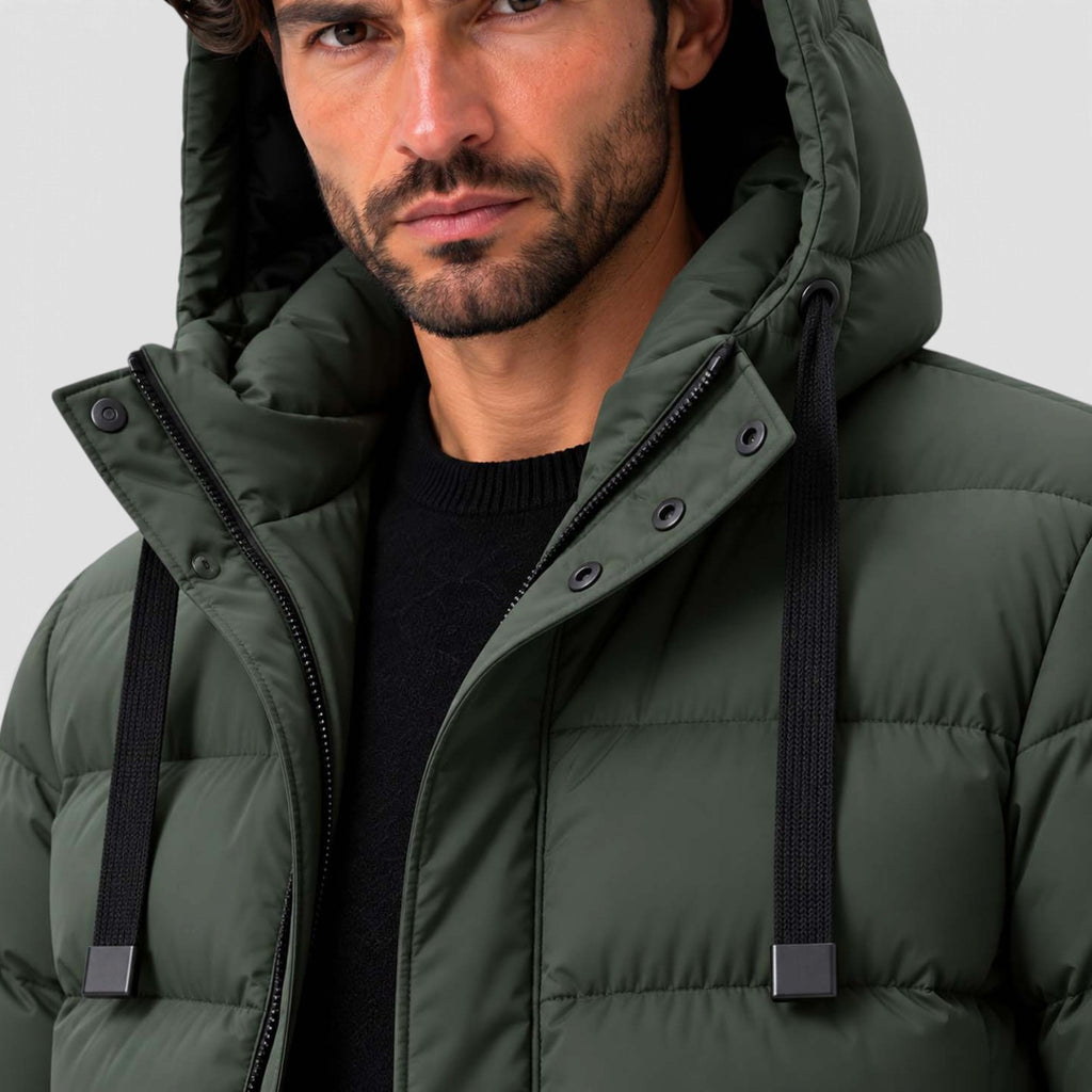 Monvaline | Men's Hooded Puffer Jacket - Warm Quilted Winter Coat