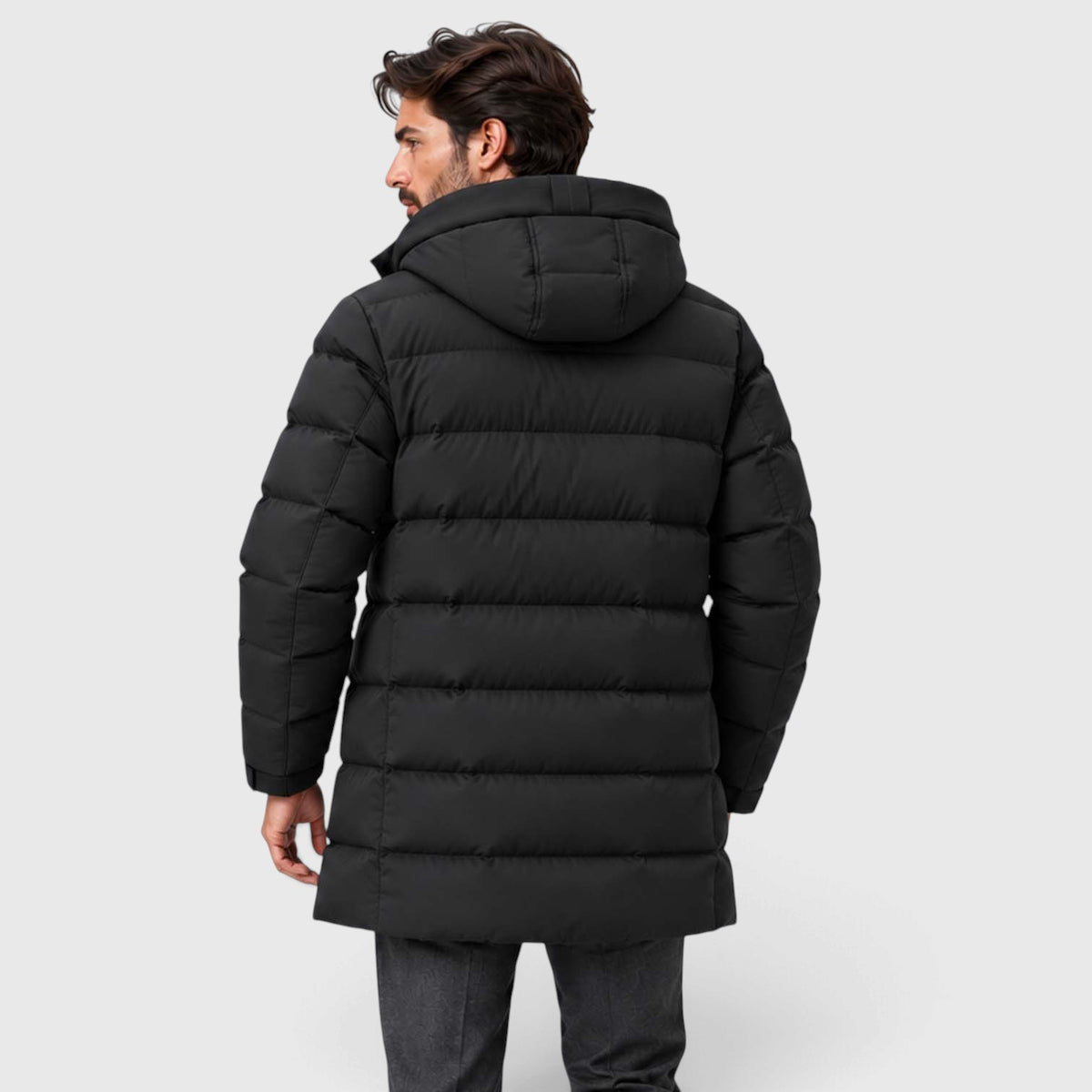 Monvaline | Men's Hooded Puffer Jacket - Warm Quilted Winter Coat