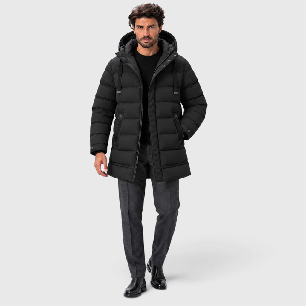 Monvaline | Men's Hooded Puffer Jacket - Warm Quilted Winter Coat