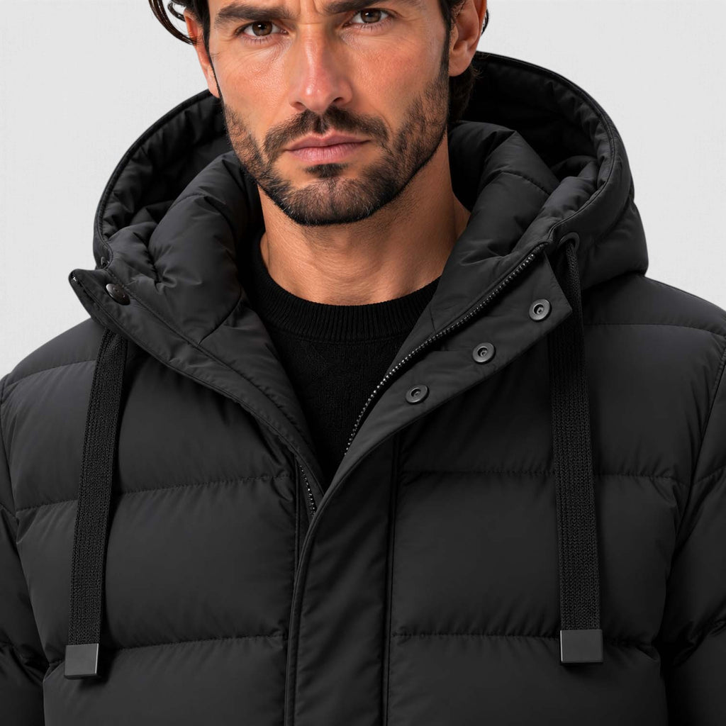 Monvaline | Men's Hooded Puffer Jacket - Warm Quilted Winter Coat