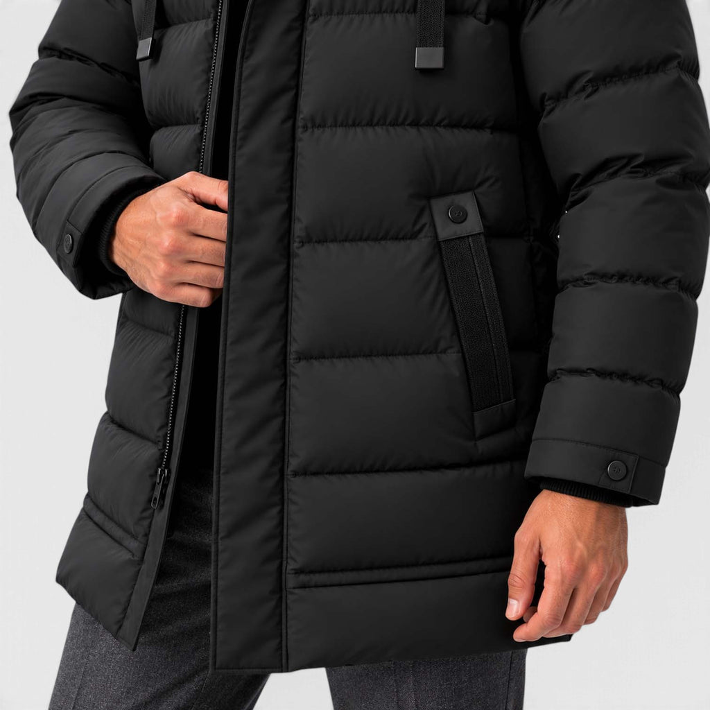Monvaline | Men's Hooded Puffer Jacket - Warm Quilted Winter Coat