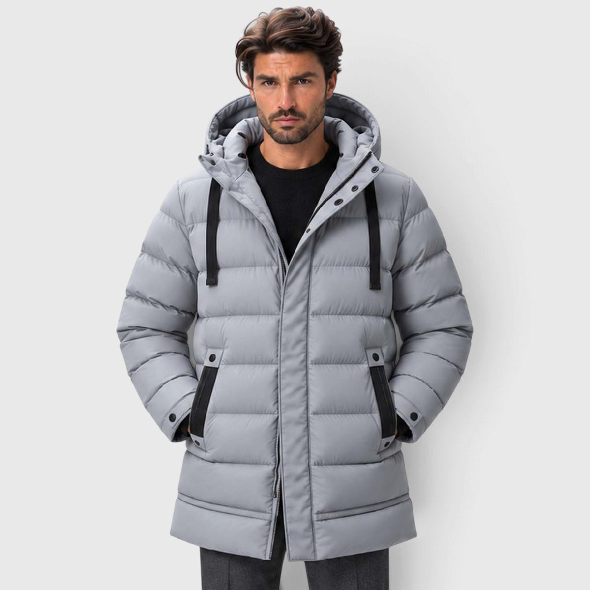 Monvaline | Men's Hooded Puffer Jacket - Warm Quilted Winter Coat