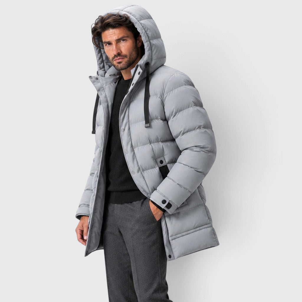Monvaline | Men's Hooded Puffer Jacket - Warm Quilted Winter Coat