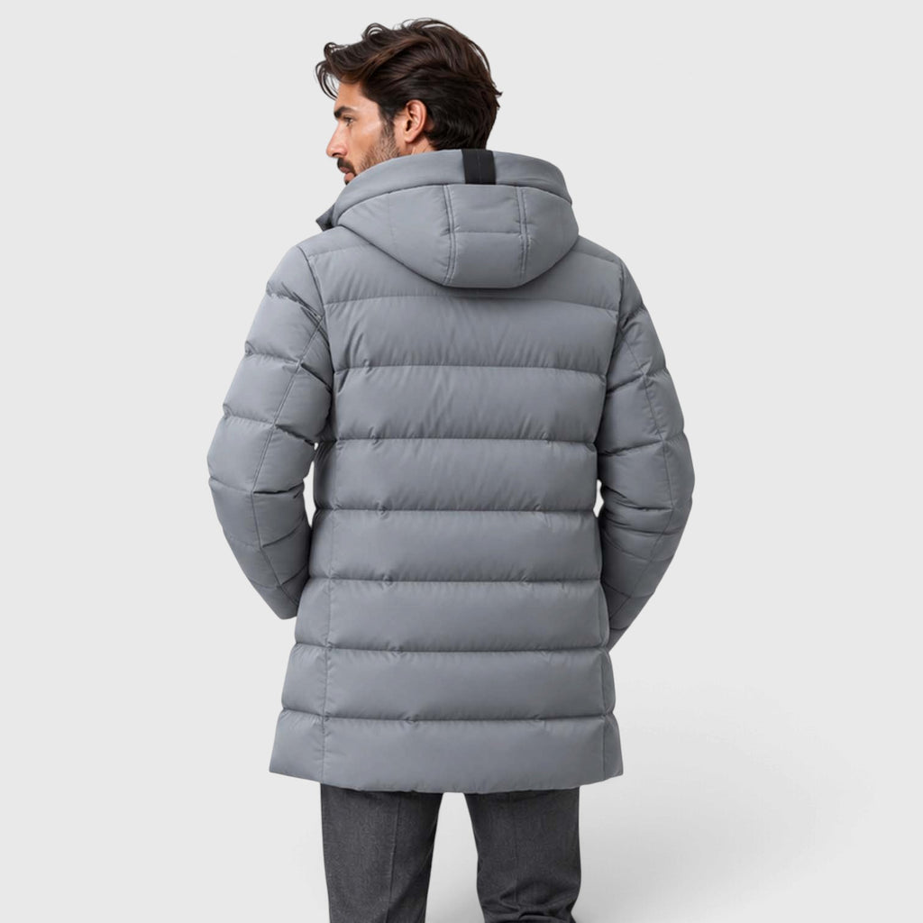Monvaline | Men's Hooded Puffer Jacket - Warm Quilted Winter Coat