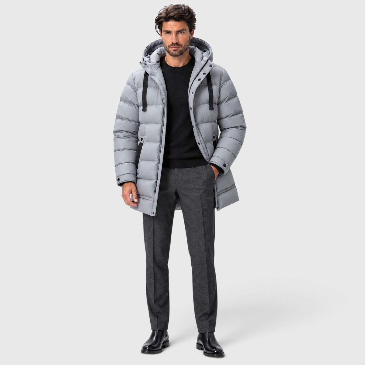 Monvaline | Men's Hooded Puffer Jacket - Warm Quilted Winter Coat