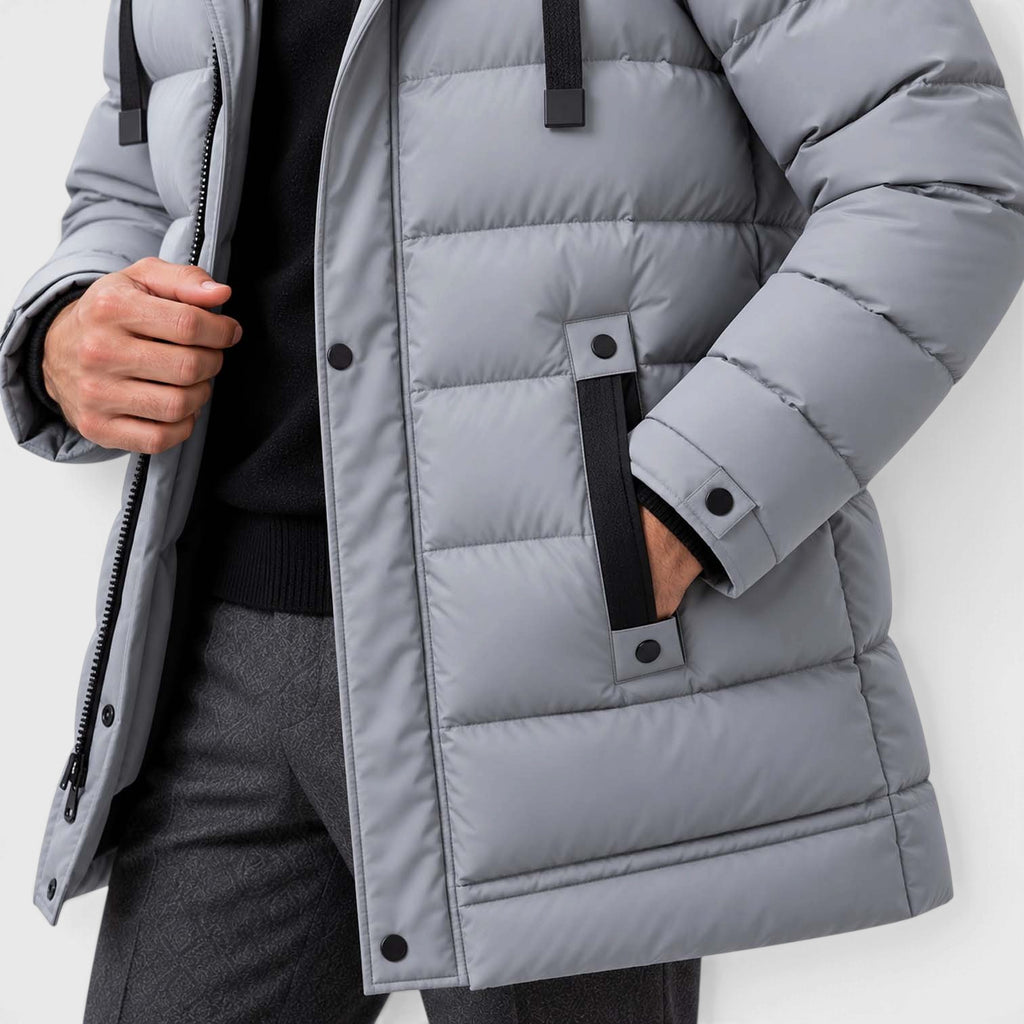 Monvaline | Men's Hooded Puffer Jacket - Warm Quilted Winter Coat