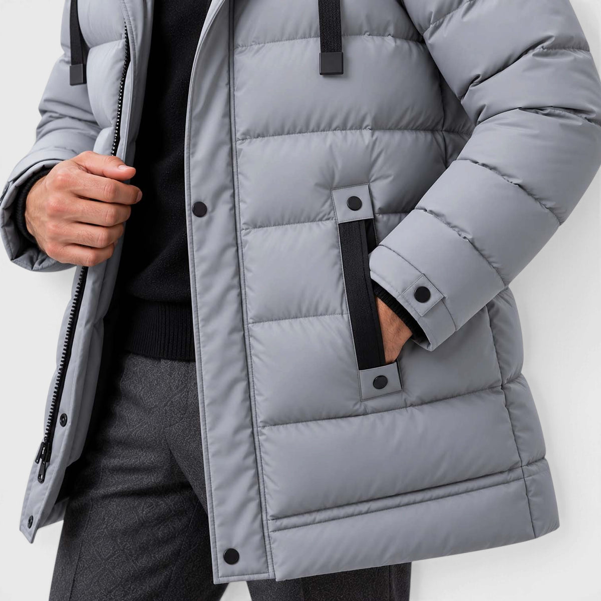 Monvaline | Men's Hooded Puffer Jacket - Warm Quilted Winter Coat