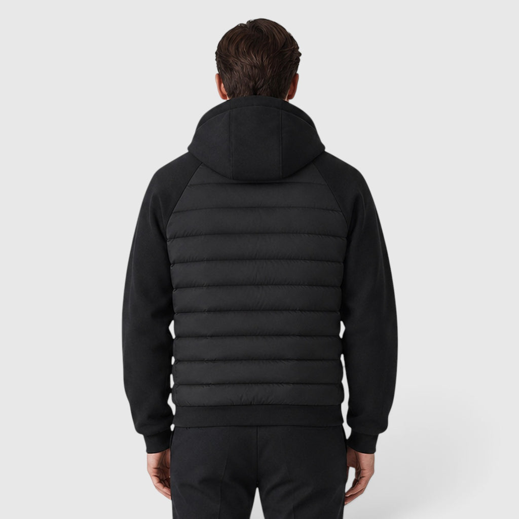 Monvaline | Men's Hooded Quilted Hybrid Jacket – Lightweight Zip Jacket