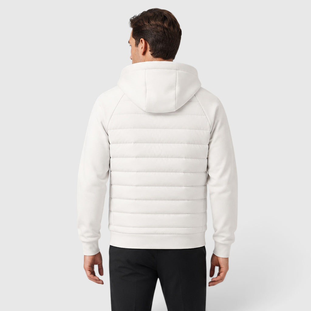 Monvaline | Men's Hooded Quilted Hybrid Jacket – Lightweight Zip Jacket