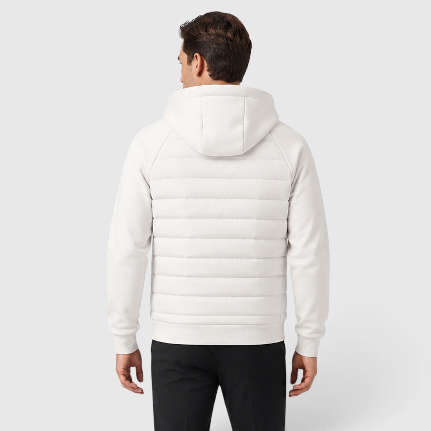 Monvaline | Men's Hooded Quilted Hybrid Jacket – Lightweight Zip Jacket
