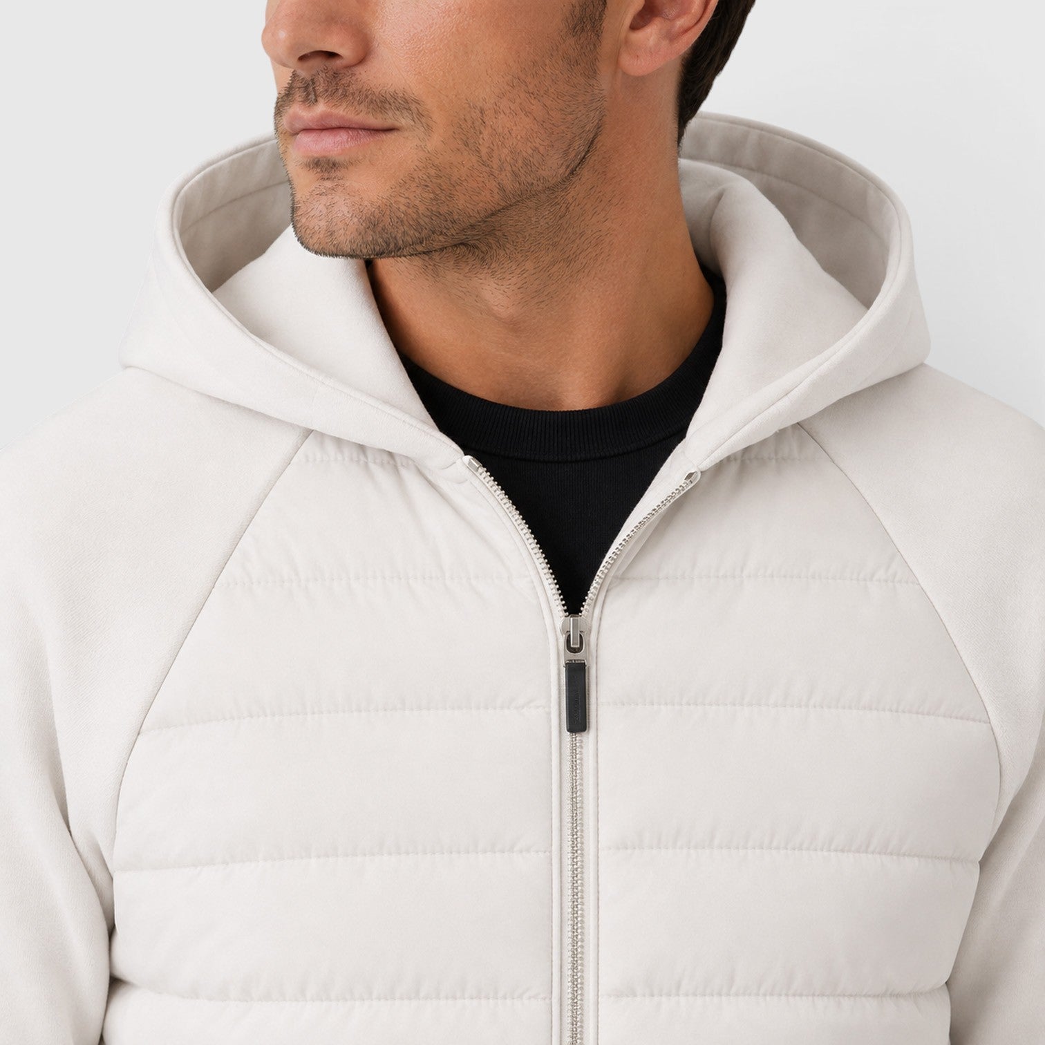 Monvaline | Men's Hooded Quilted Hybrid Jacket – Lightweight Zip Jacket