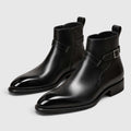 Monvaline | Men's Jodhpur Boots Genuine Leather Slip-On Black