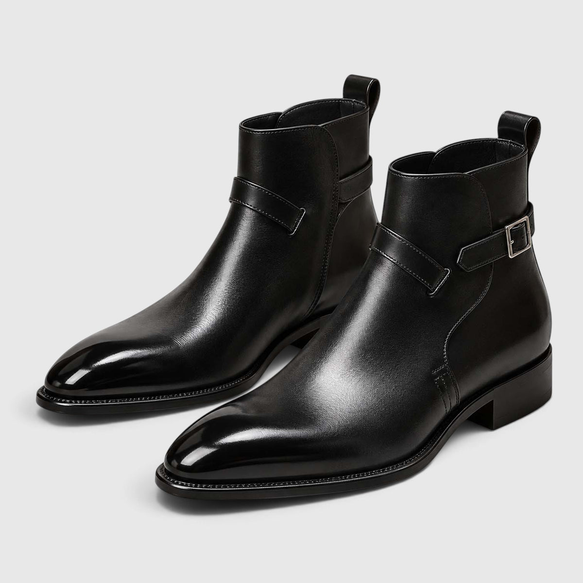Monvaline | Men's Jodhpur Boots Genuine Leather Slip-On Black