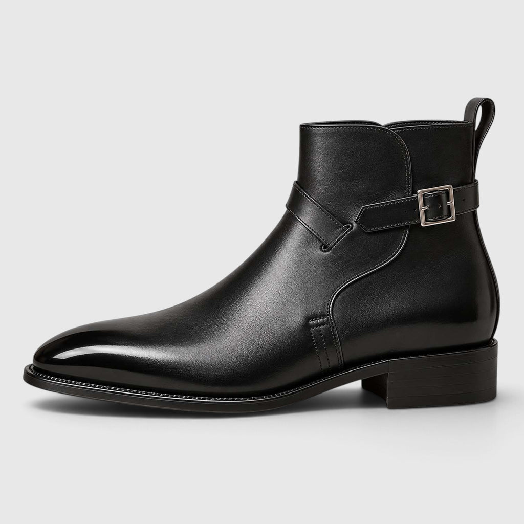 Monvaline | Men's Jodhpur Boots Genuine Leather Slip-On Black
