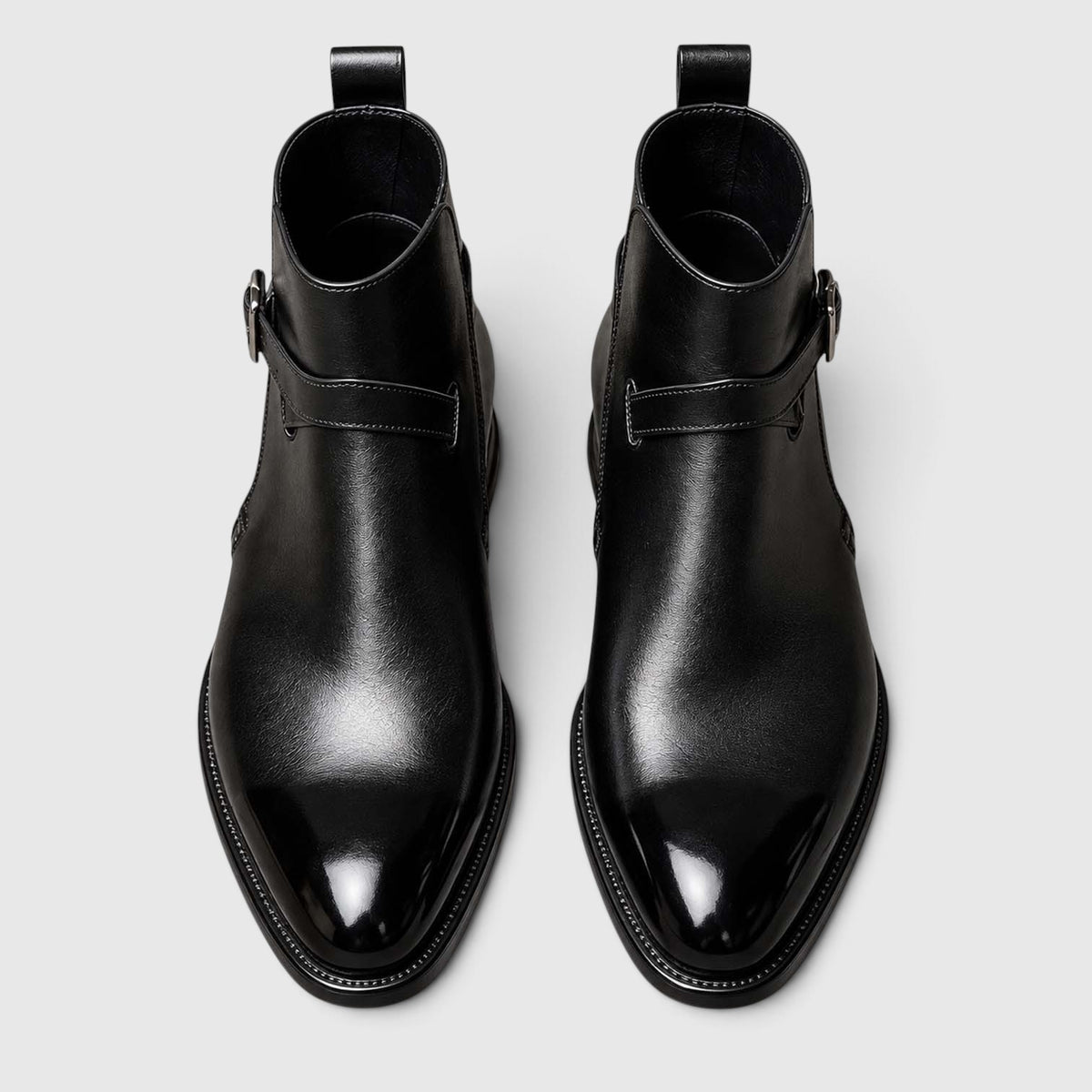 Monvaline | Men's Jodhpur Boots Genuine Leather Slip-On Black