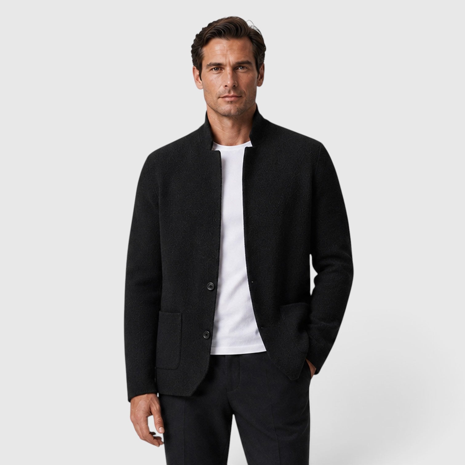 Monvaline | Men's Knit Cardigan Collared Button-Up Classic Style