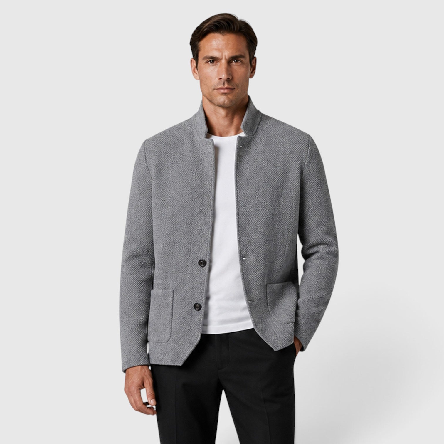 Monvaline | Men's Knit Cardigan Collared Button-Up Classic Style