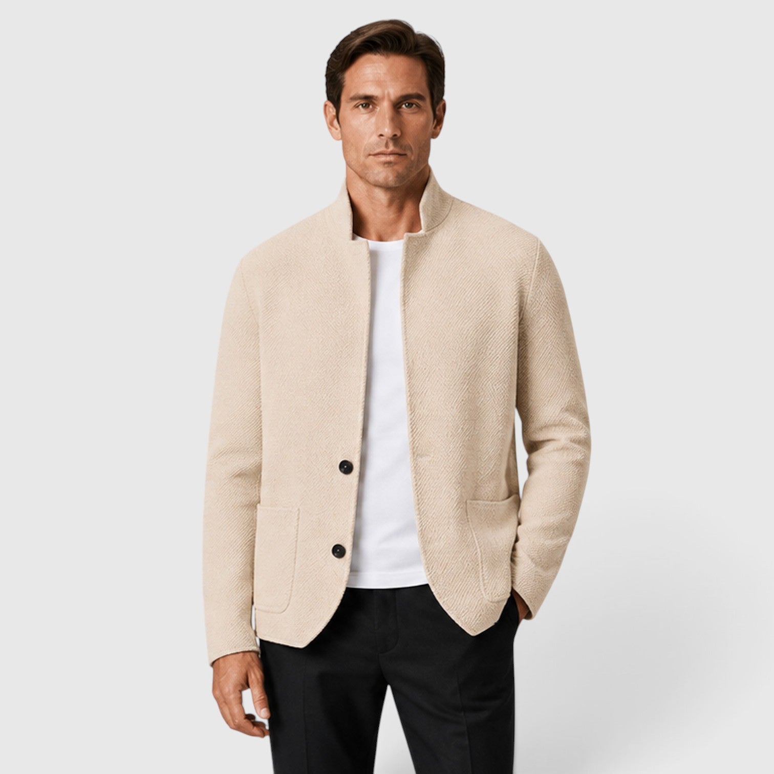 Monvaline | Men's Knit Cardigan Collared Button-Up Classic Style