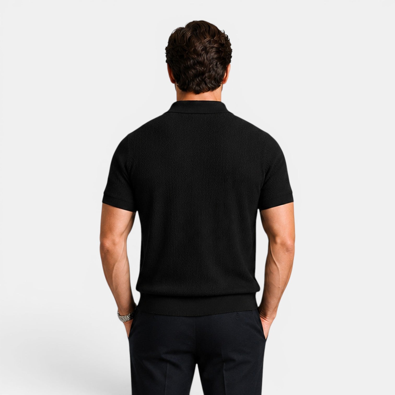 Monvaline | Men's Knit Polo Shirt Short Sleeve Business Casual Pullover